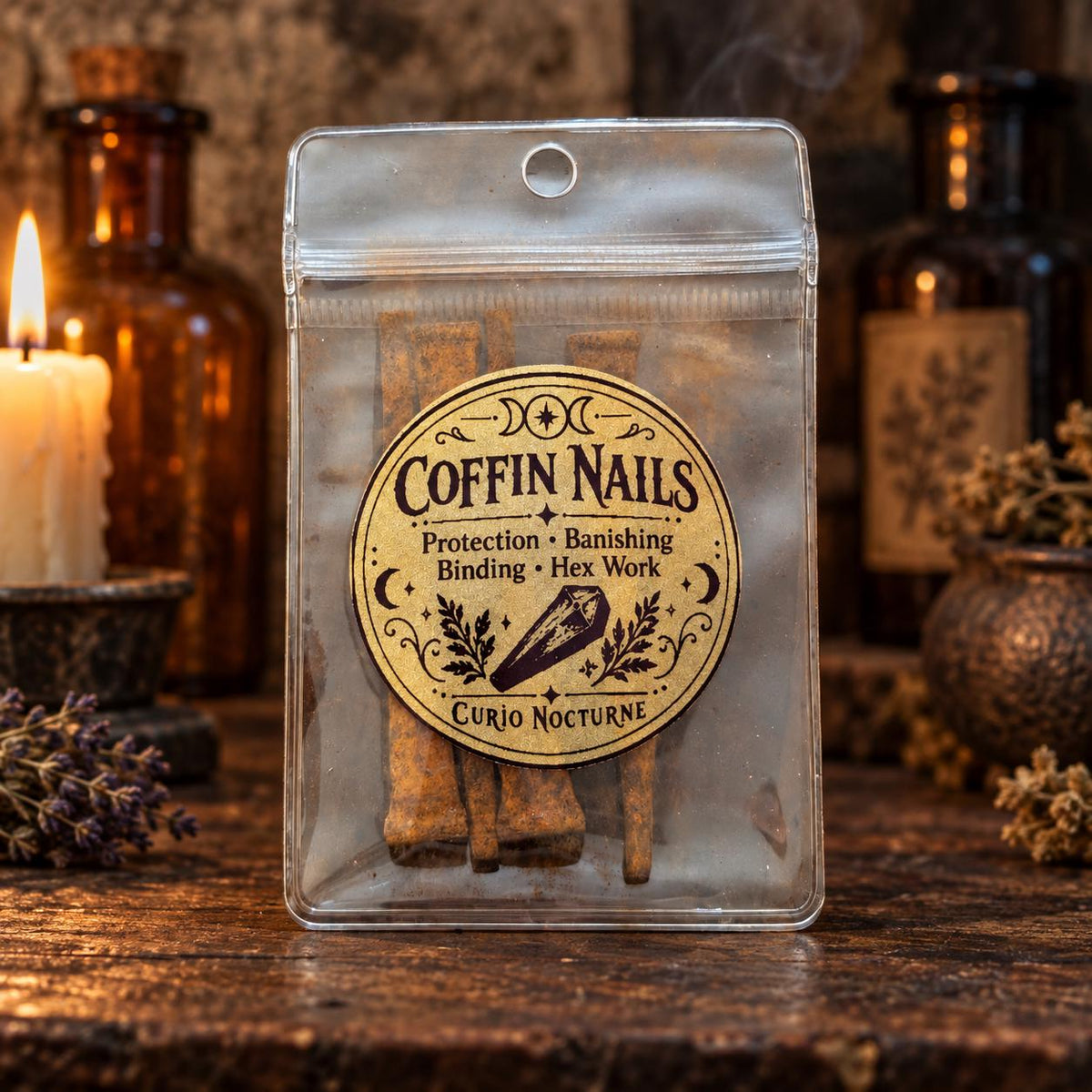 Rusty Coffin Nails • Protection, Warding, Banishing Ritual Supplies (Set of 1 or 4)