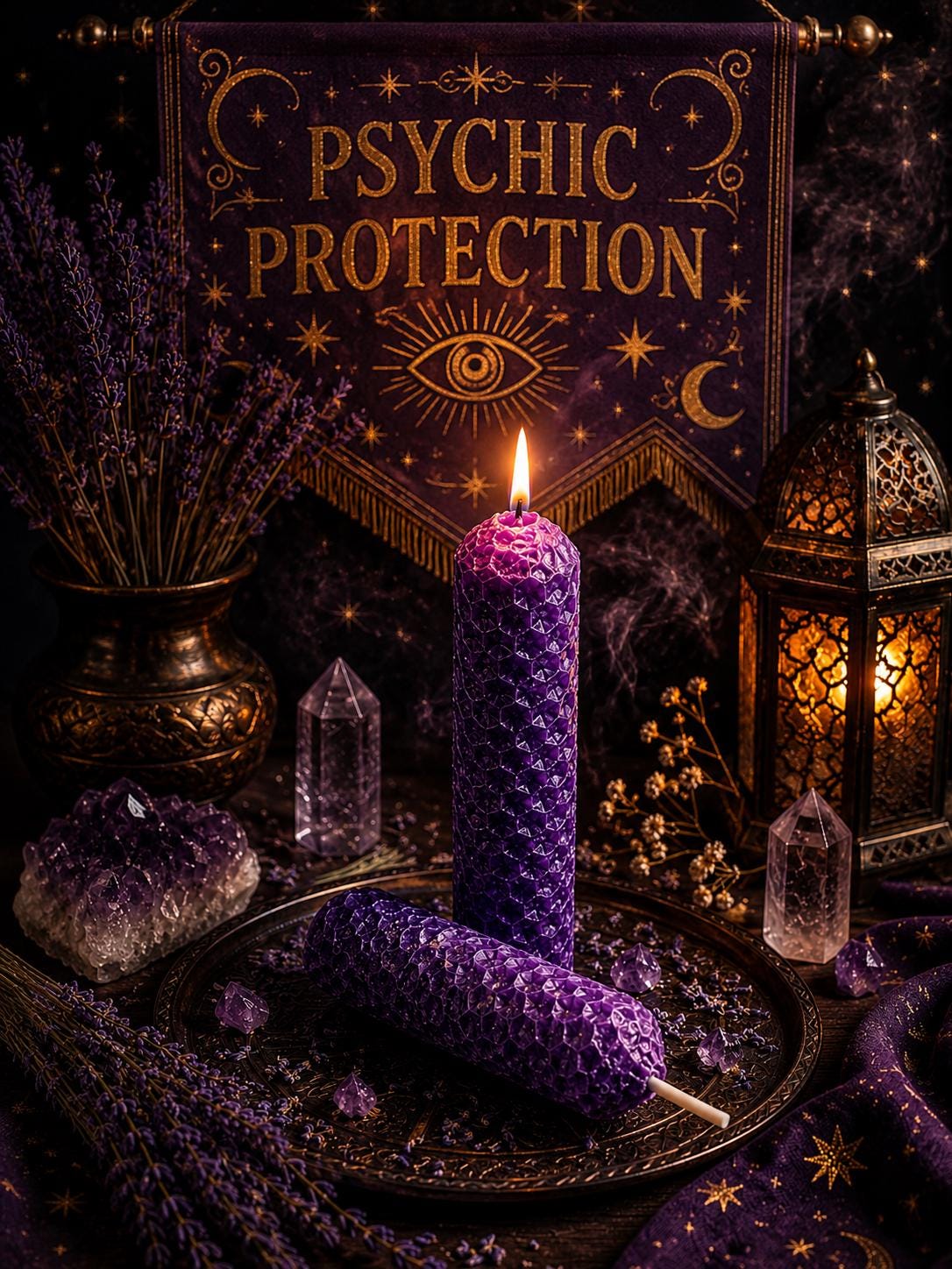 Psychic Protection Ritual Beeswax Candles • Spiritual Protection & Grounding