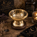 Triple Moon Brass Charcoal & Incense Burner with Wooden Coaster