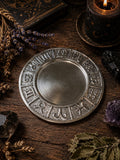 Antique Finish Silver-Toned Pillar Candle Holder • Smudge and Cone Incense Burner • Altar & Home Décor