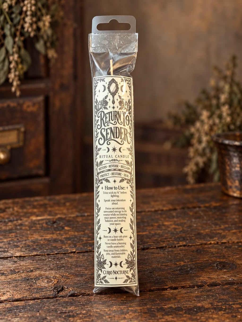 Return to Sender Ritual Candle • Karmic Protection, Herbs, Intention Oils, Beeswax