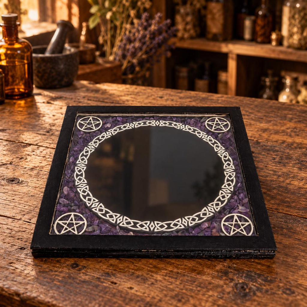 Scrying Mirror with Amethyst Chips