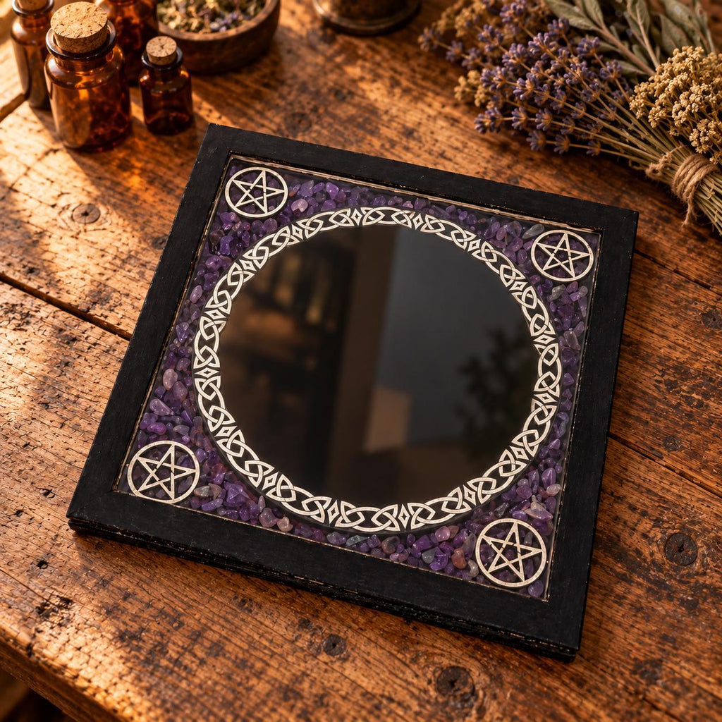 Scrying Mirror with Amethyst Chips