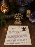 Brass Kali Statue with Information Card • Goddess of Transformation