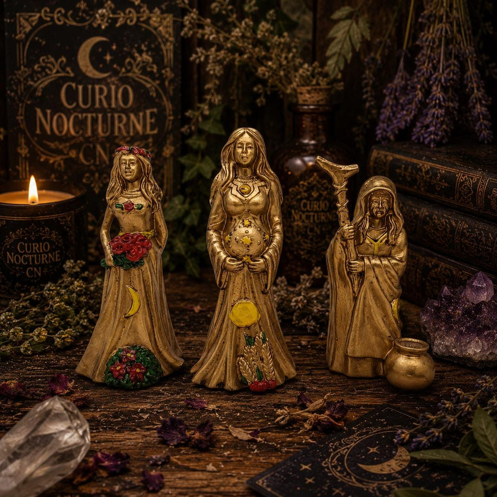 Maiden Mother Crone Goddess Statue Set