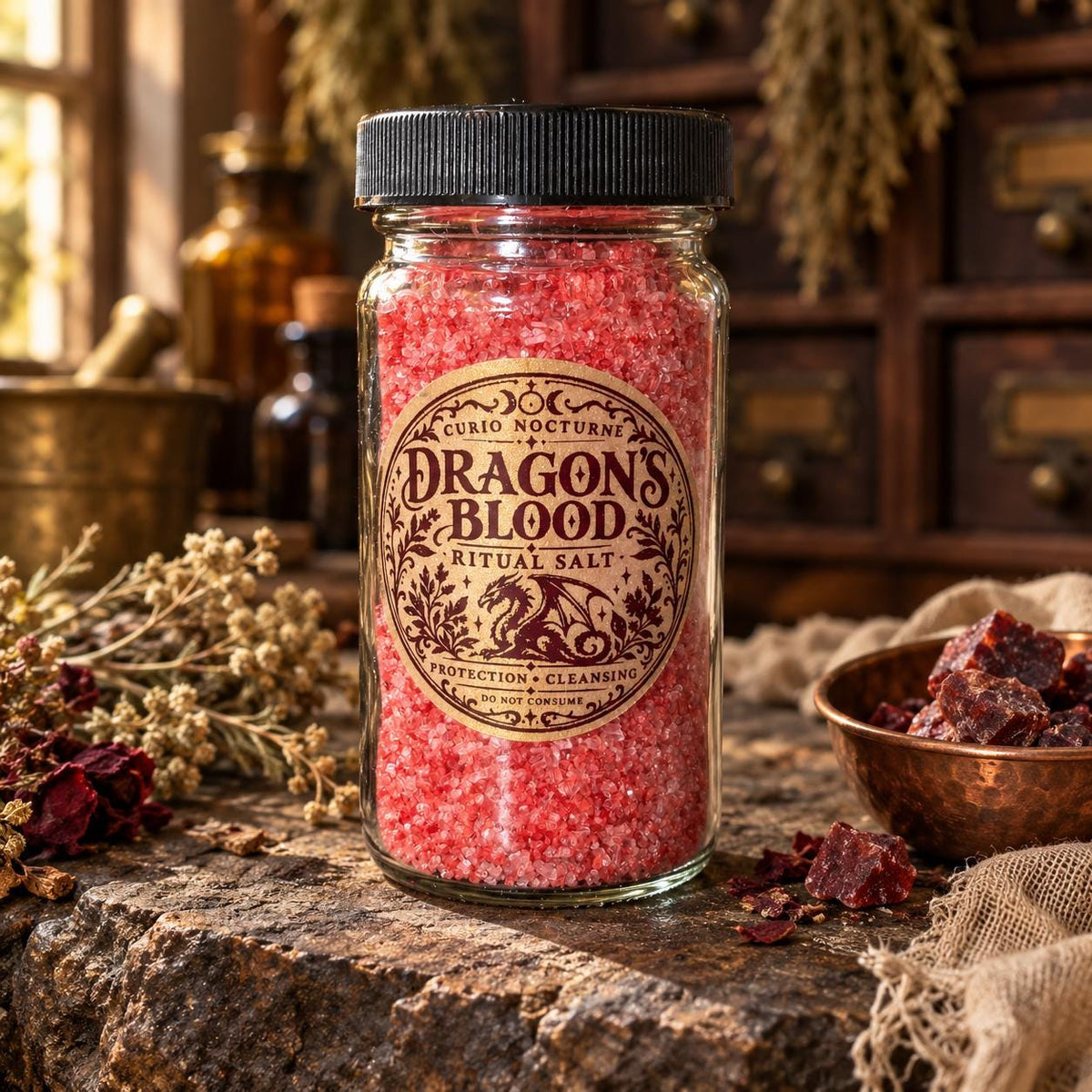 Dragon's Blood Ritual Salt • Protection, Strength, Grounding, Resilience