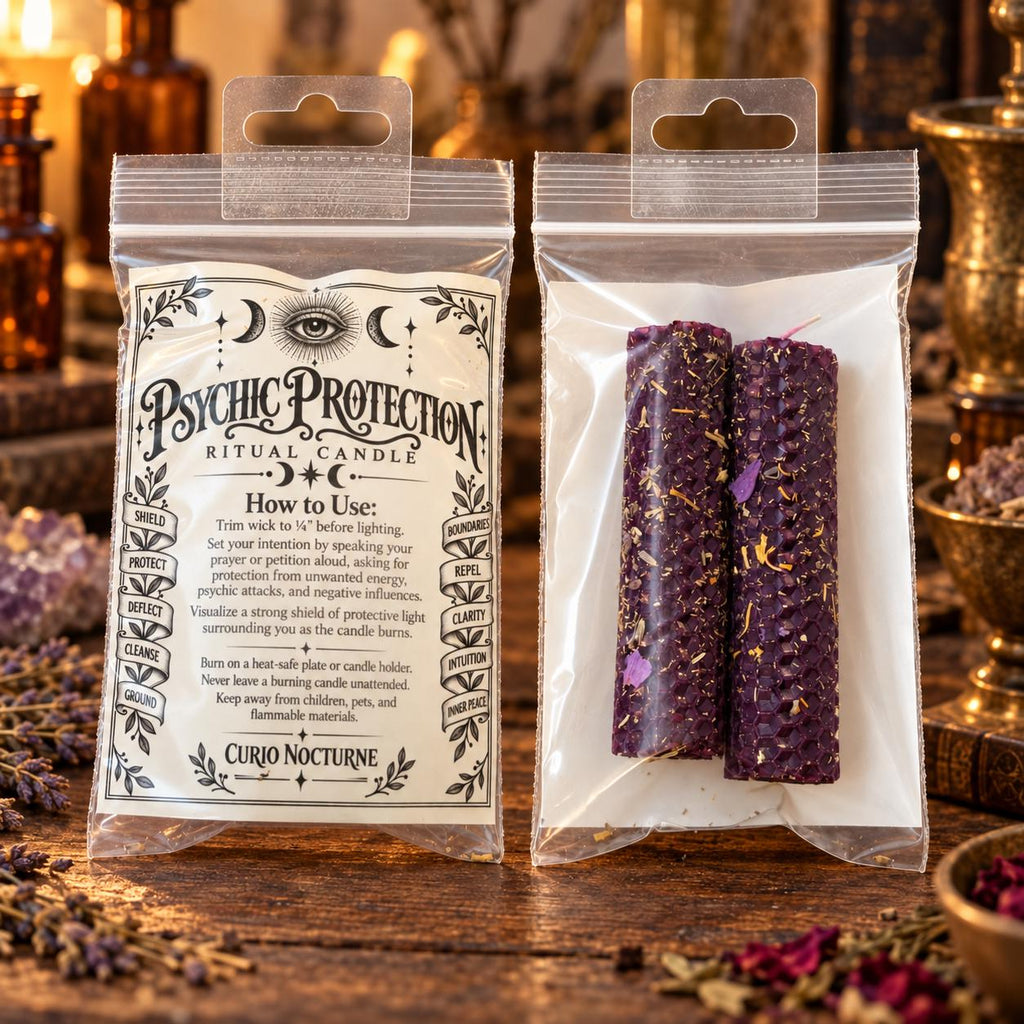 Psychic Protection Ritual Beeswax Candles • Spiritual Protection & Grounding