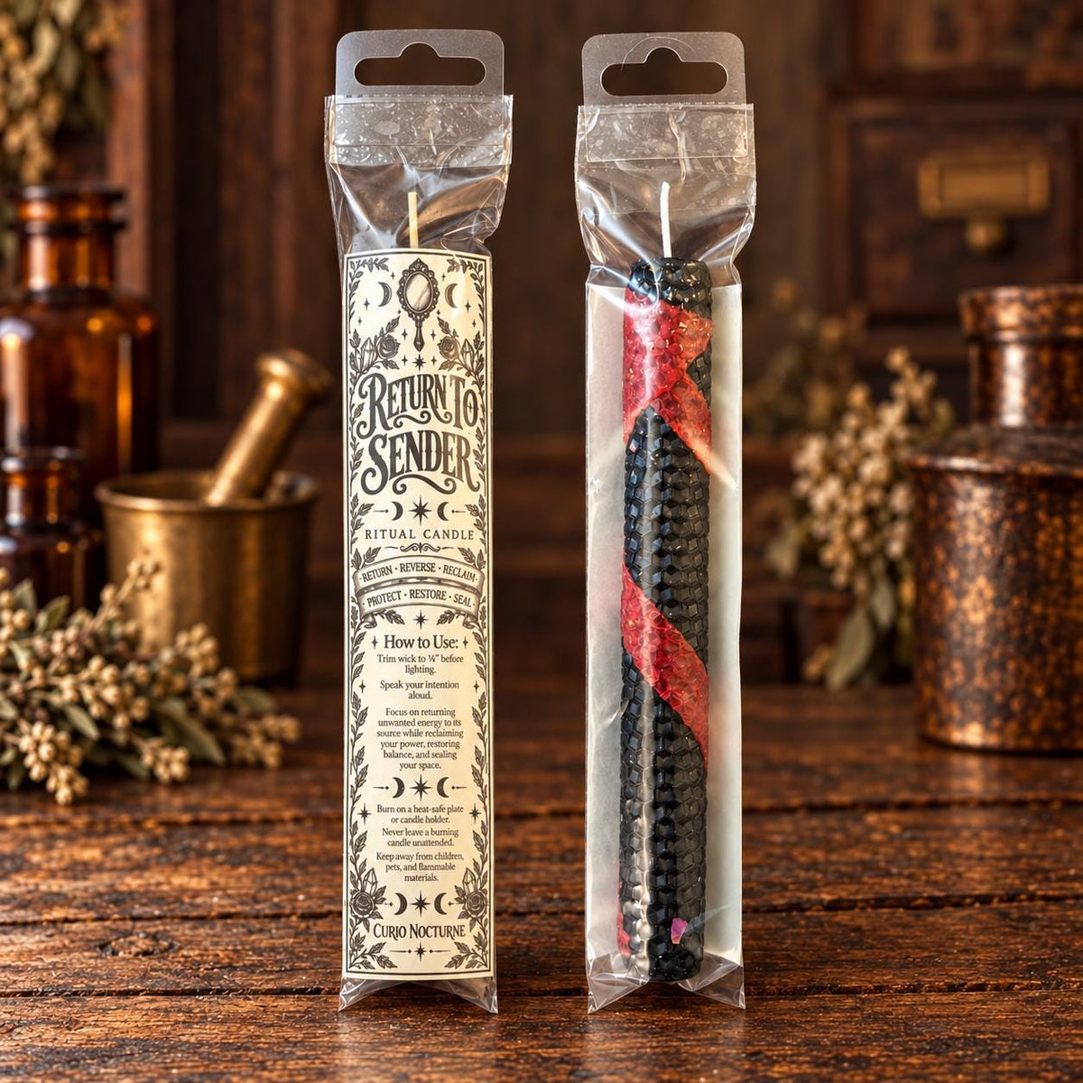 Return to Sender Ritual Candle • Karmic Protection, Herbs, Intention Oils, Beeswax