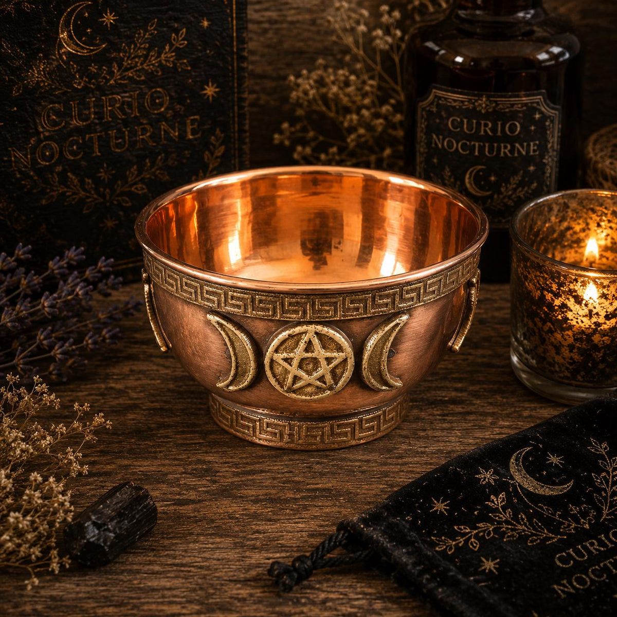 Copper Triple Moon Pentacle Bowl