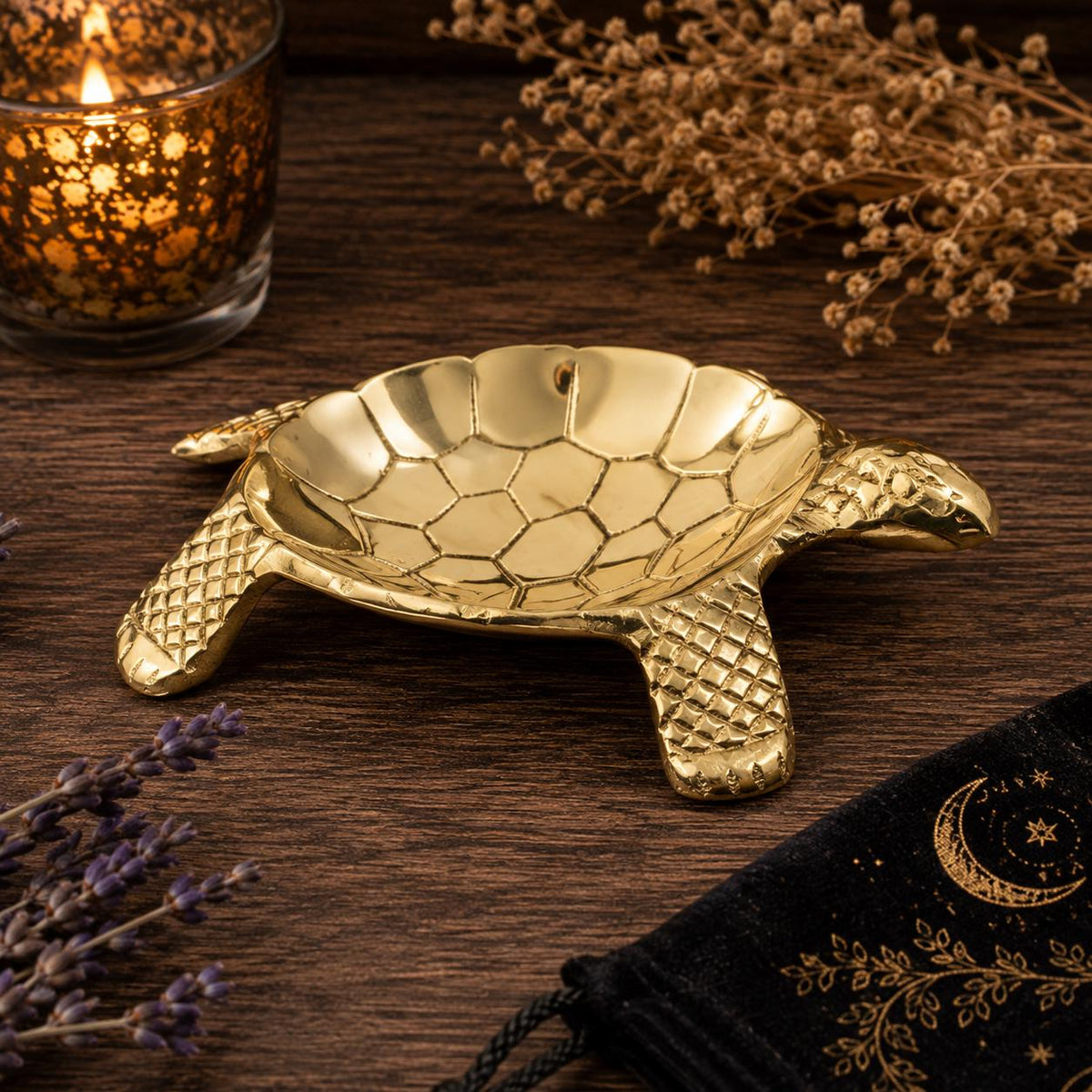 Brass Turtle Incense & Offering Burner – 4.75" Altar Dish