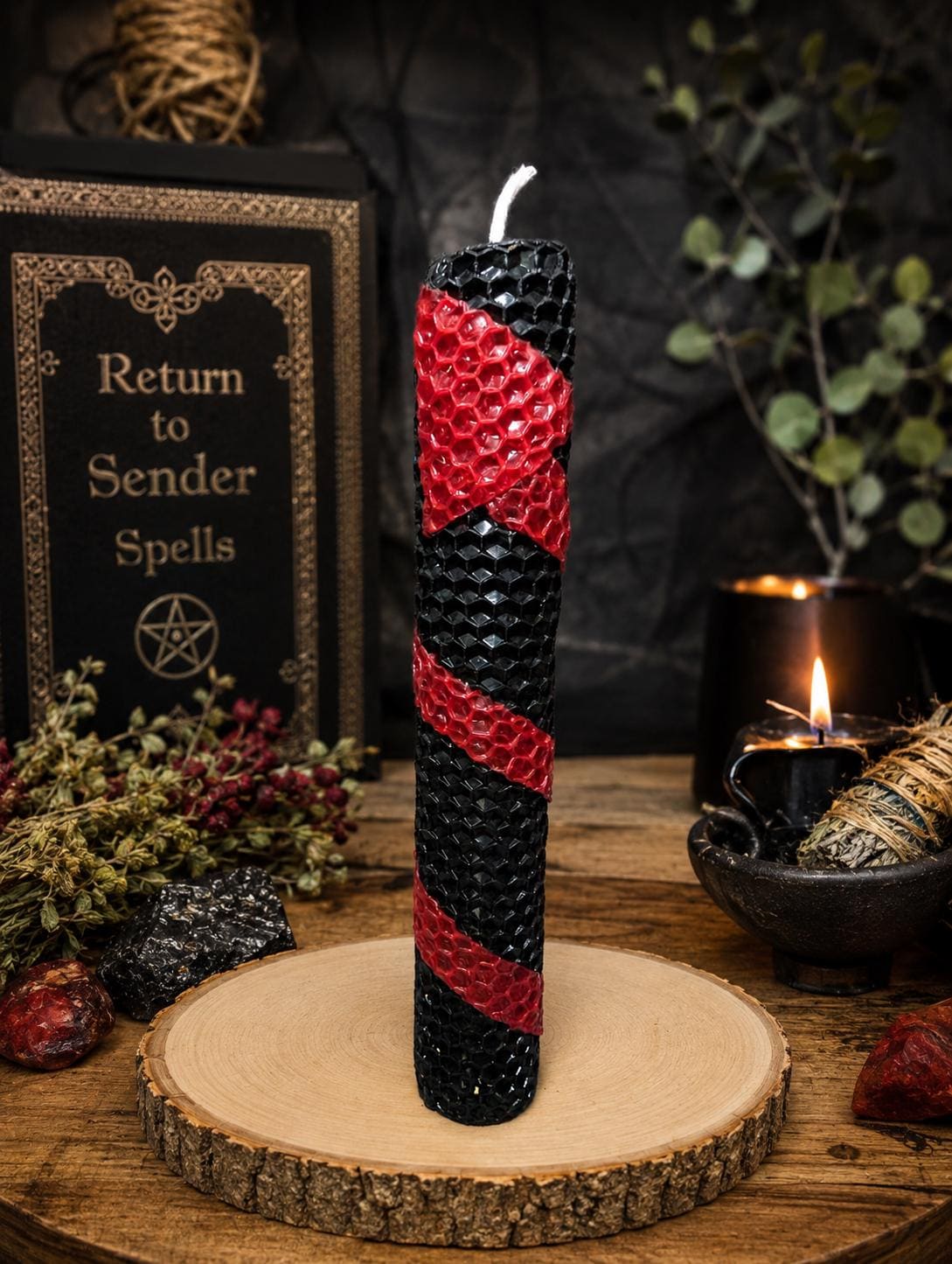 Return to Sender Ritual Candle • Karmic Protection, Herbs, Intention Oils, Beeswax