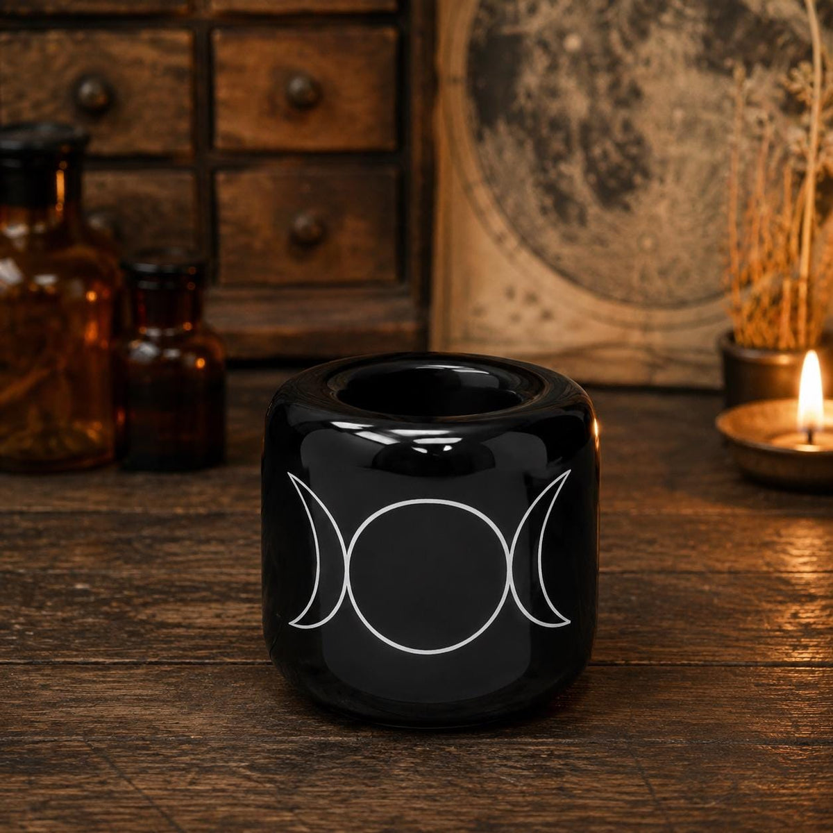 Triple Moon Chime Candle Holder