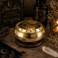 Brass Screen Incense Burner with Wooden Coaster