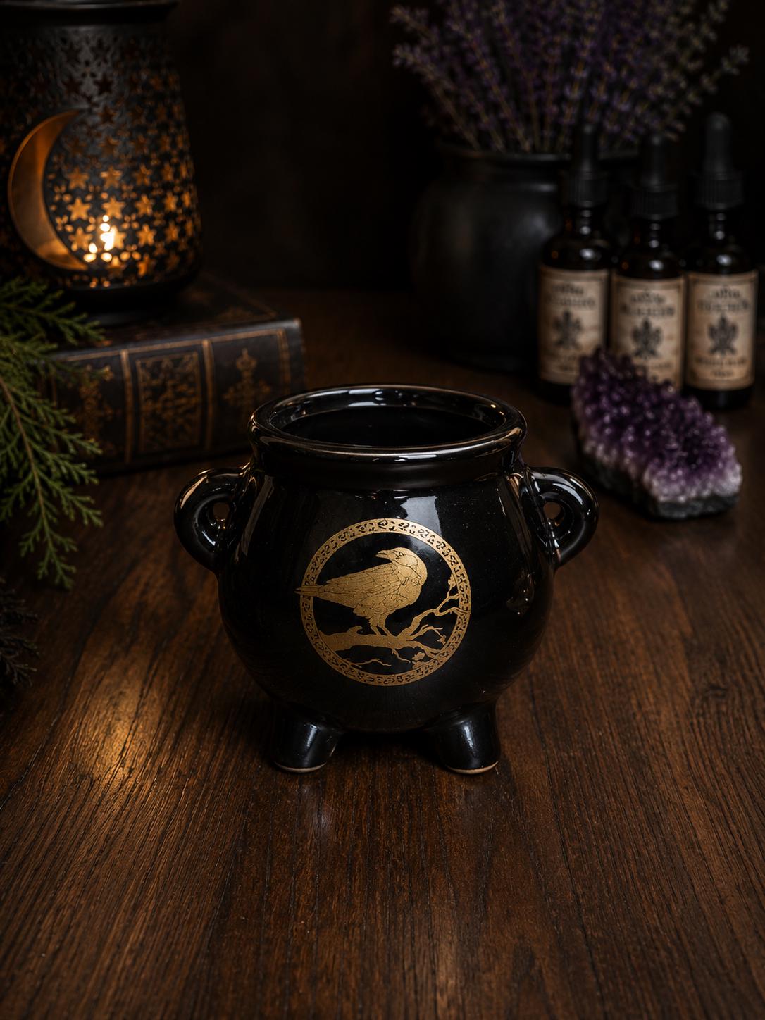 Raven Ceramic Cauldron