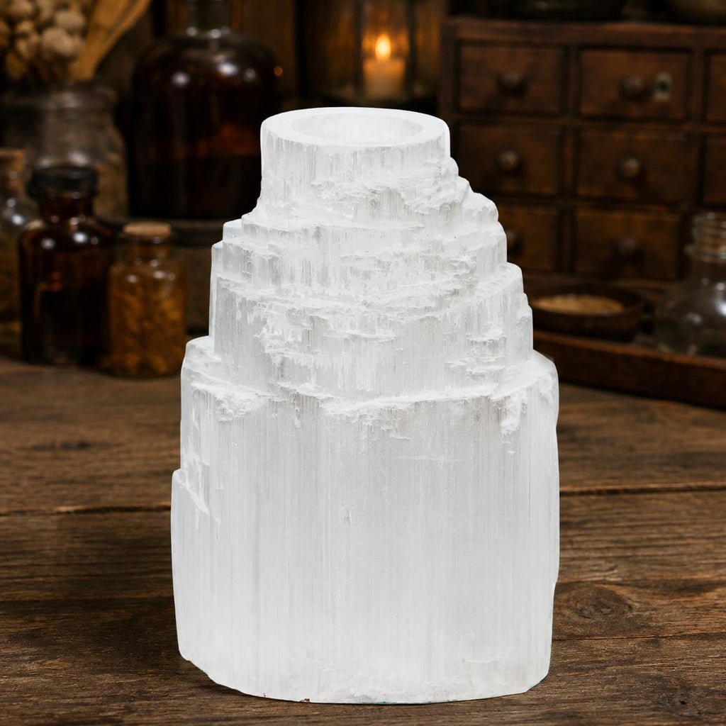 Selenite Chime Candle Holder