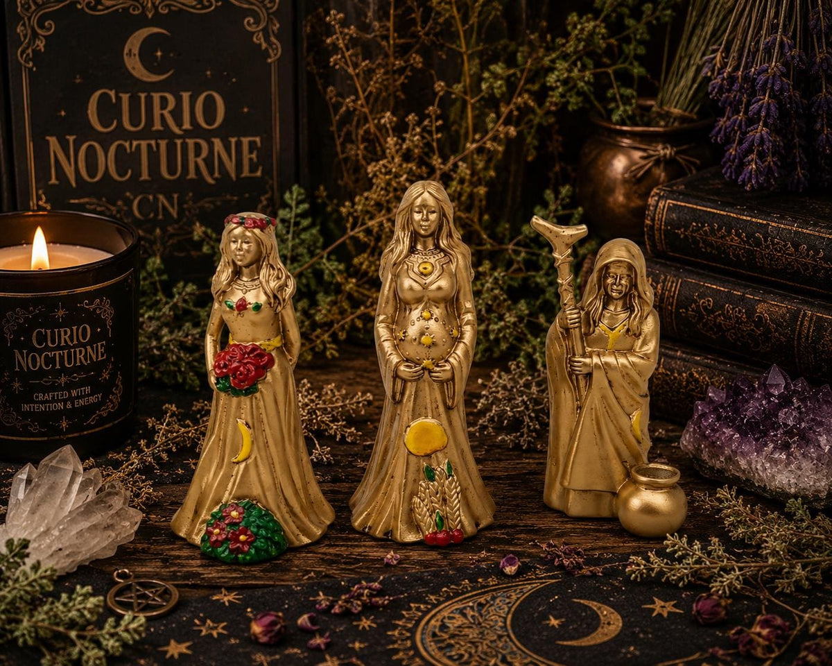 Maiden Mother Crone Goddess Statue Set