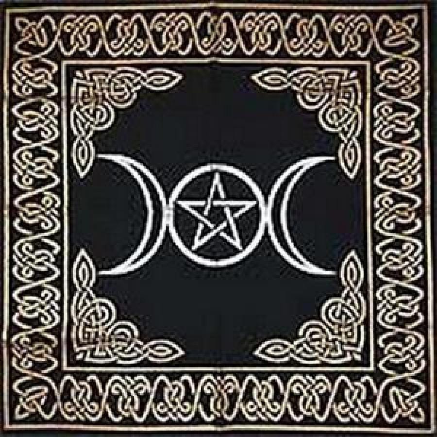 Triple Moon with Pentacle Altar Cloth – 24" x 24"