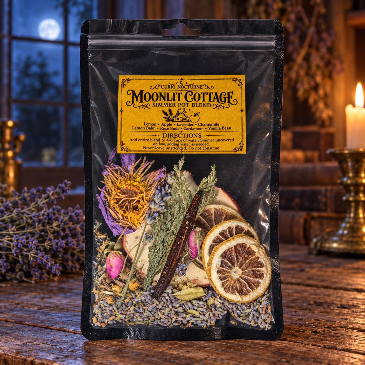 Moonlit Cottage Simmer Pot Blend, Peaceful Evening Ritual, Cottage Witch