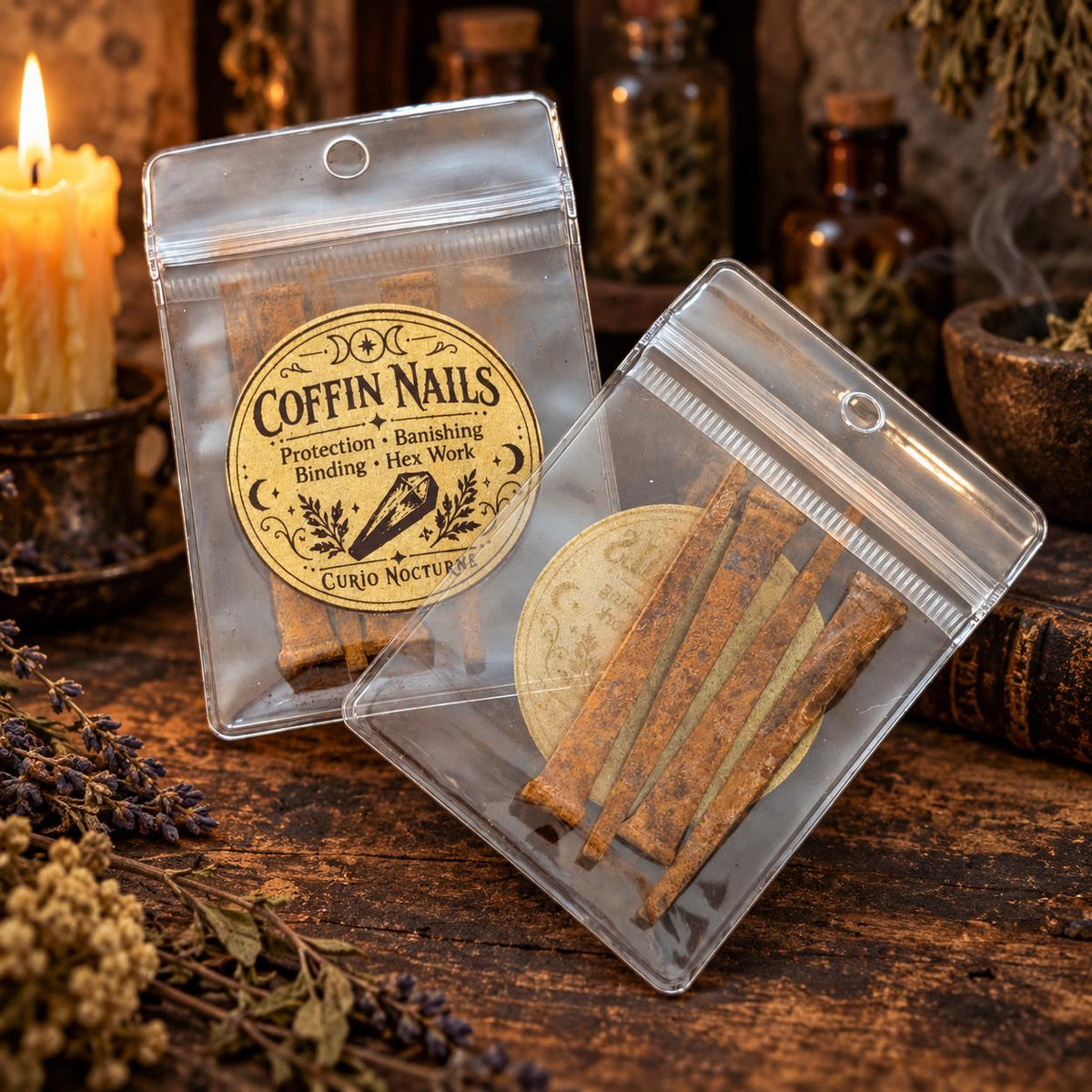 Rusty Coffin Nails • Protection, Warding, Banishing Ritual Supplies (Set of 1 or 4)