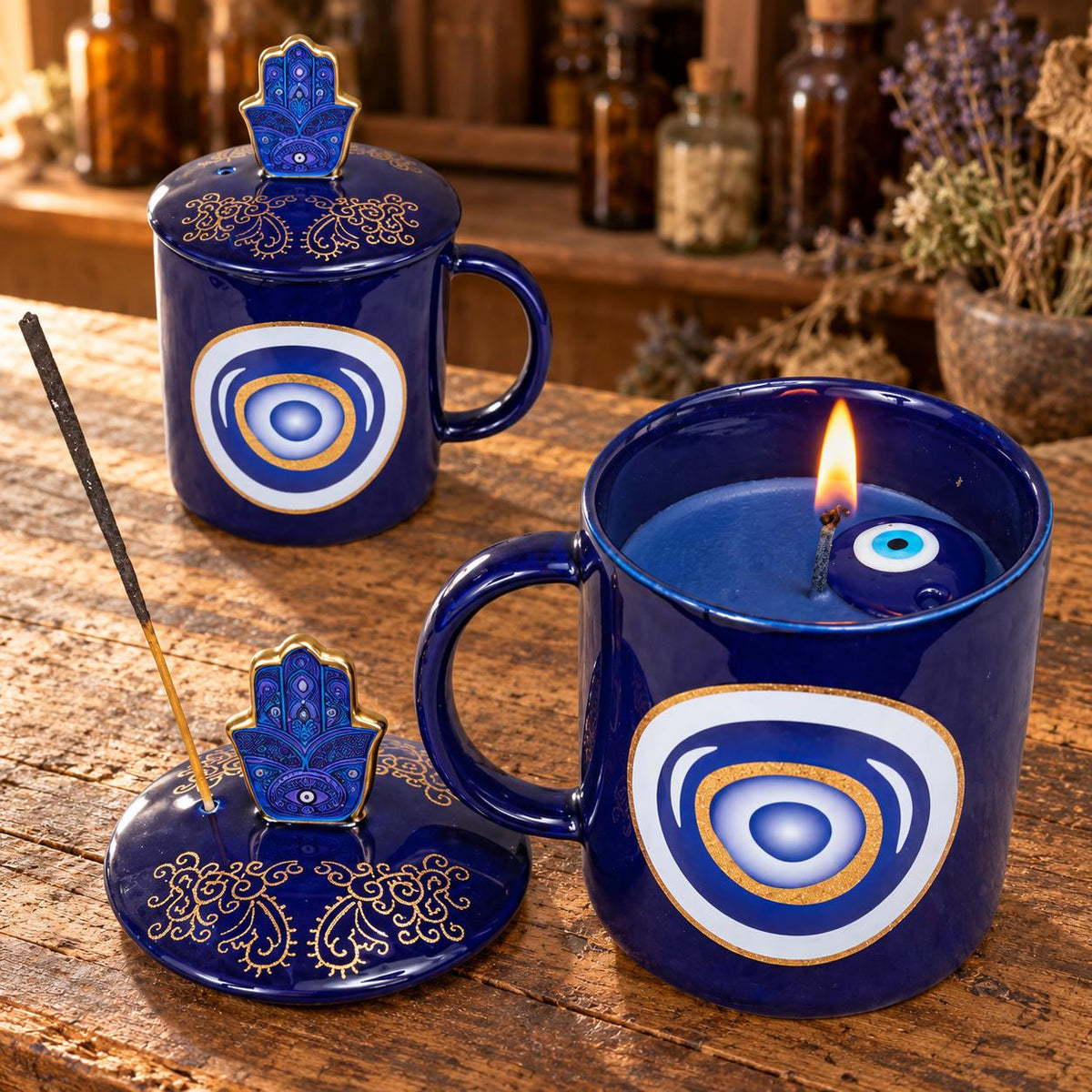 Evil Eye Candle Mug • Sandalwood Scented