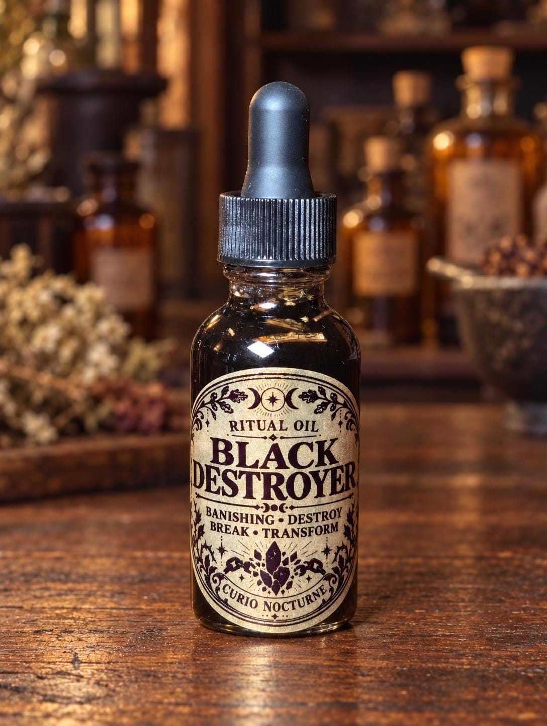 Black Destroyer Oil • Hex Breaking Oil • Protection & Control Conjure Oil • Remove Negativity • Spiritual Cleansing Oil