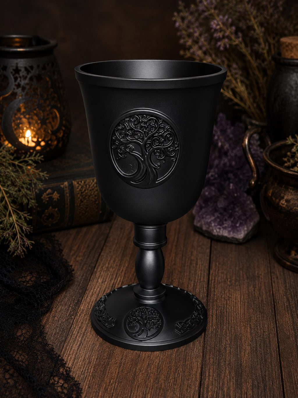 Tree of Life Cast Iron Ritual Chalice
