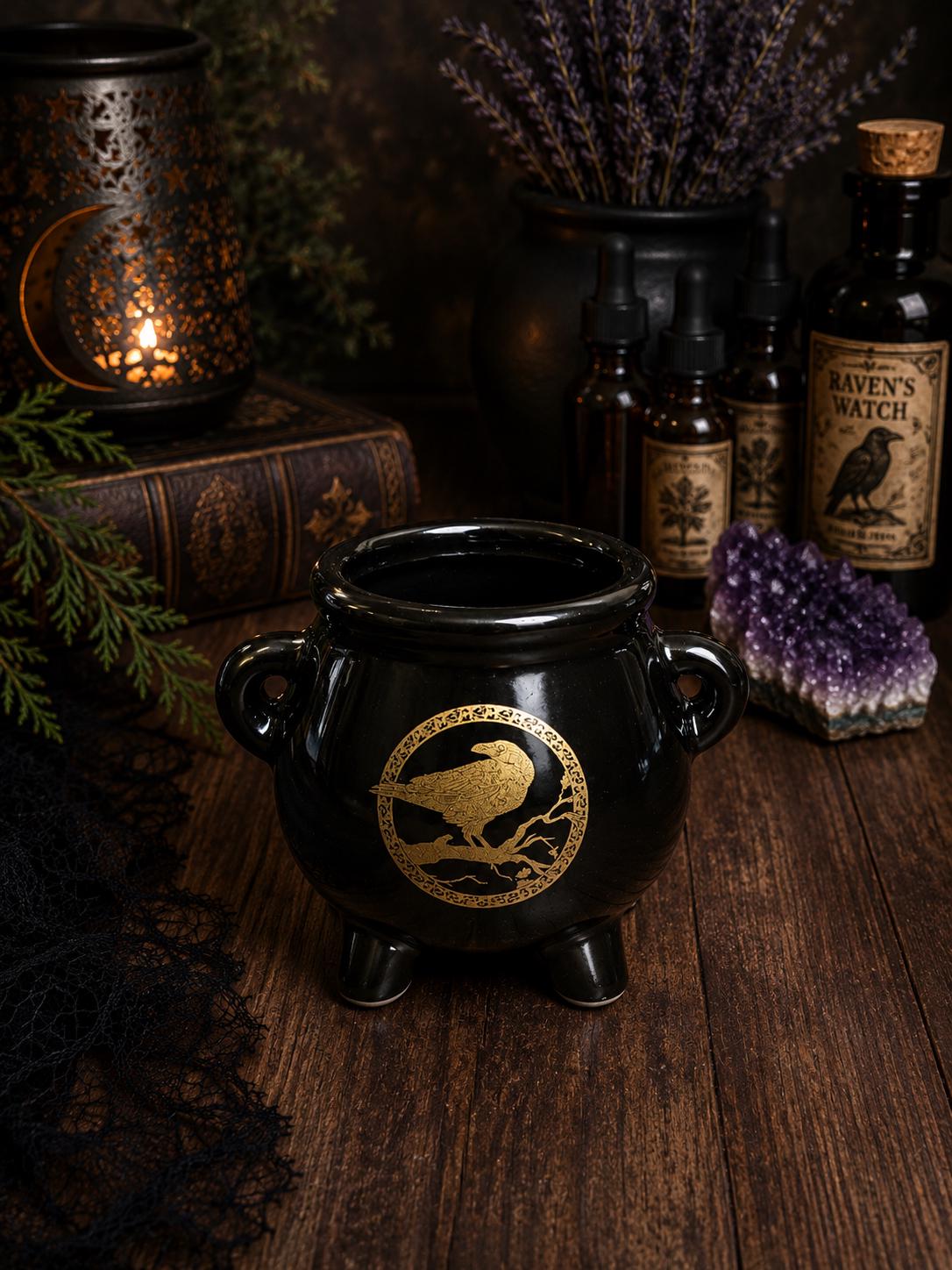 Raven Ceramic Cauldron