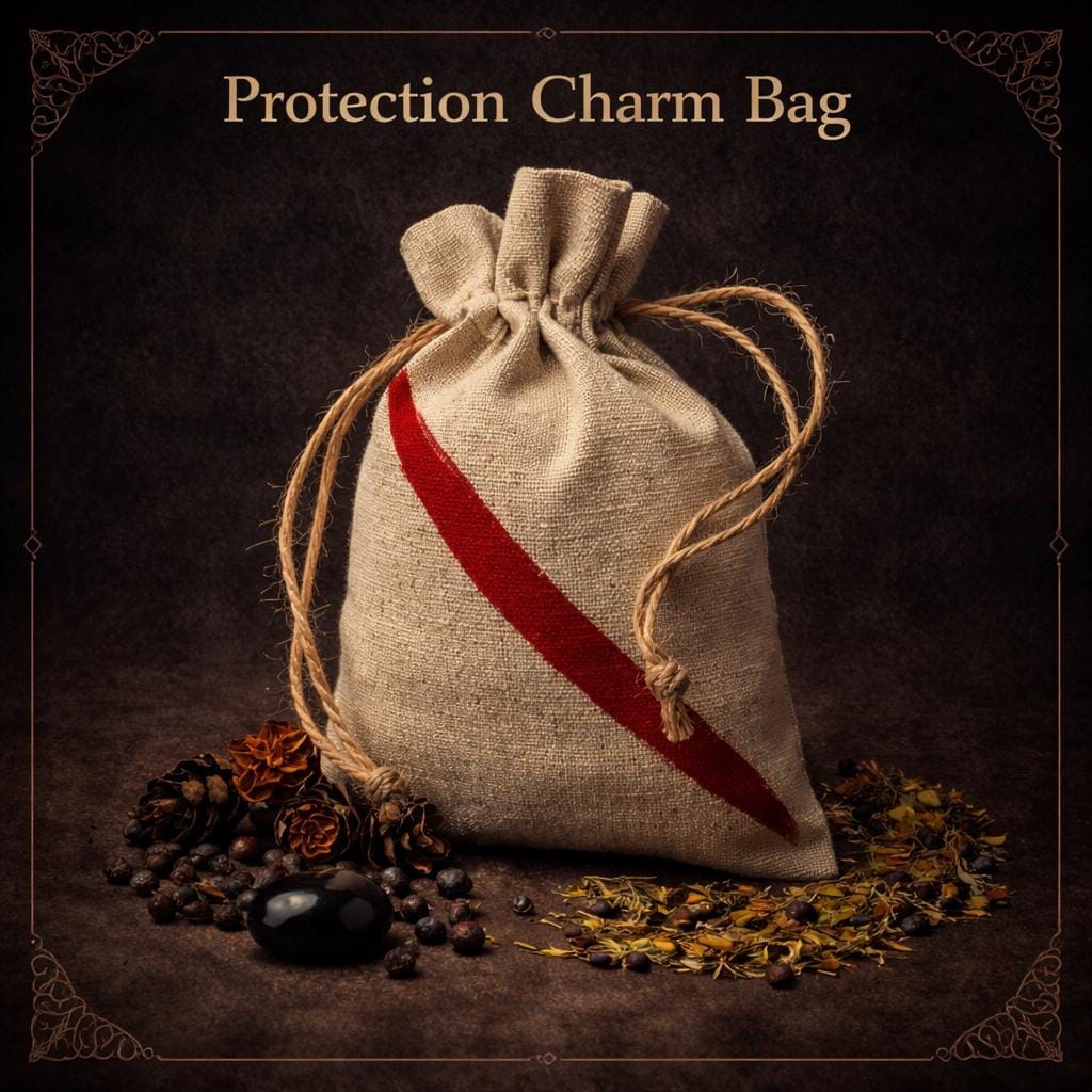 Protection Mojo Bag • Hand Painted Spelled Warding Charm for Protection, Spiritual Defense & Negative Energy Shielding