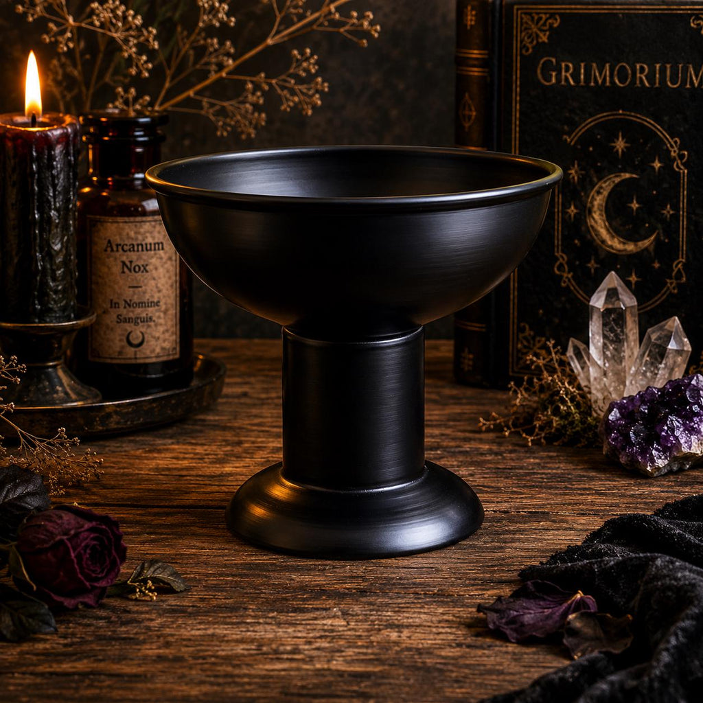 Pedestal Metal Incense & Offering Bowl • 4" x 4.5" Altar Bowl • Money Bowl • Resin Palo Santo Smudge Herb Bundle Holder • Ritual Decor
