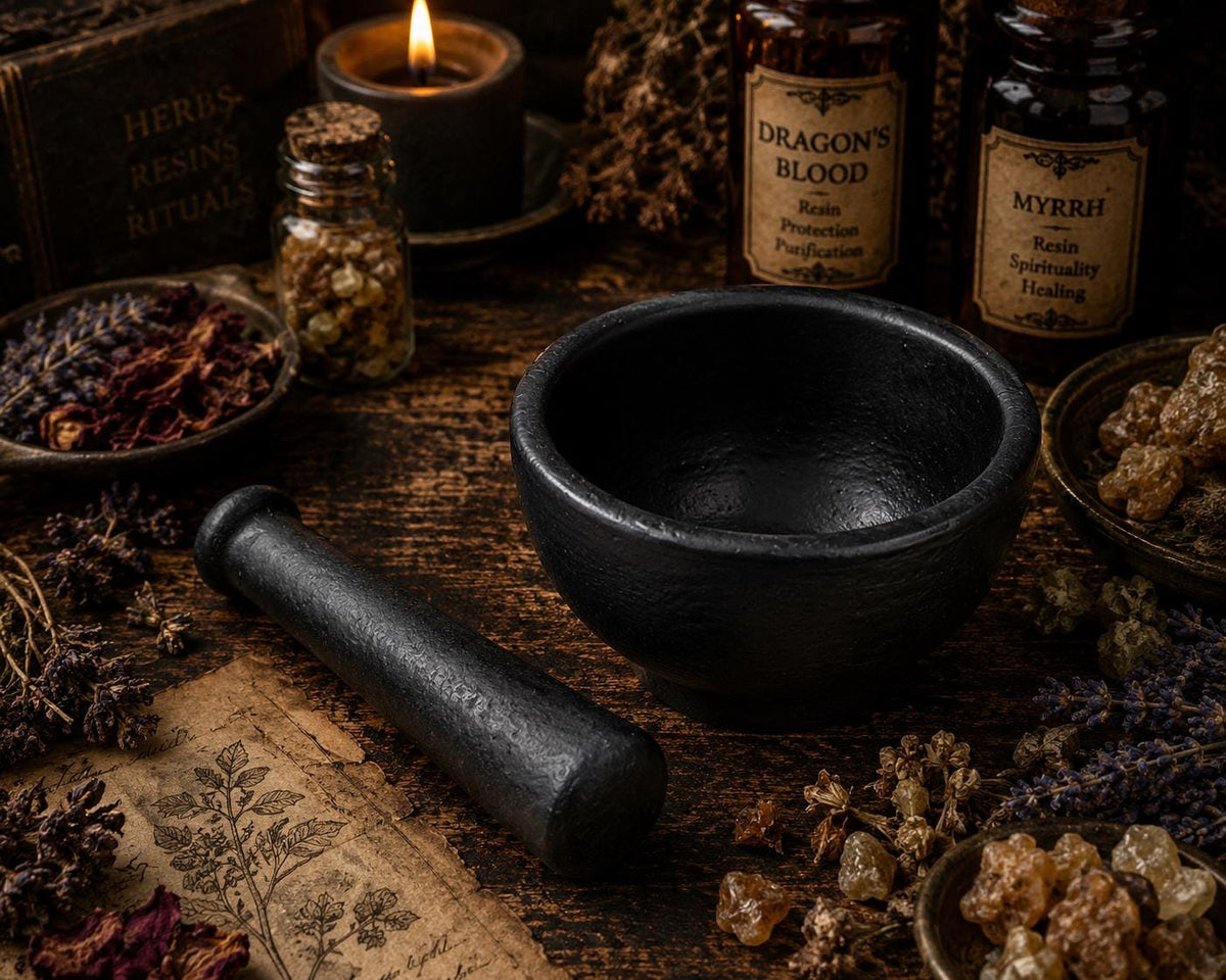 Cast Iron Mortar & Pestle • Herb Grinder • Resin Crusher • Apothecary Tool • Witchcraft Supplies • Incense Making • Altar Tool