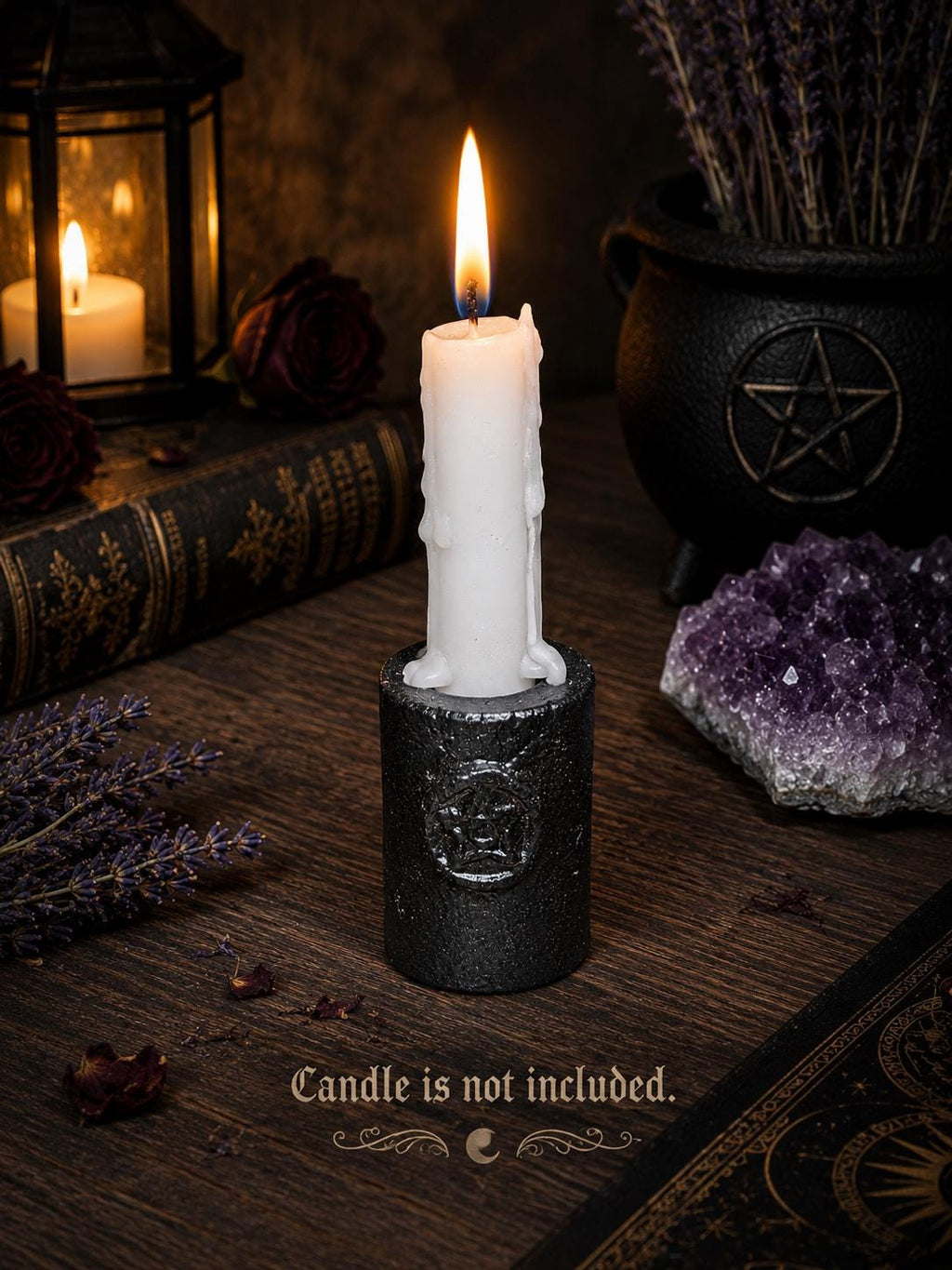 Pentacle Cast Iron Chime Candle Holder • Altar Candle Holder • Ritual Candle Holder • Witchcraft & Pagan Decor