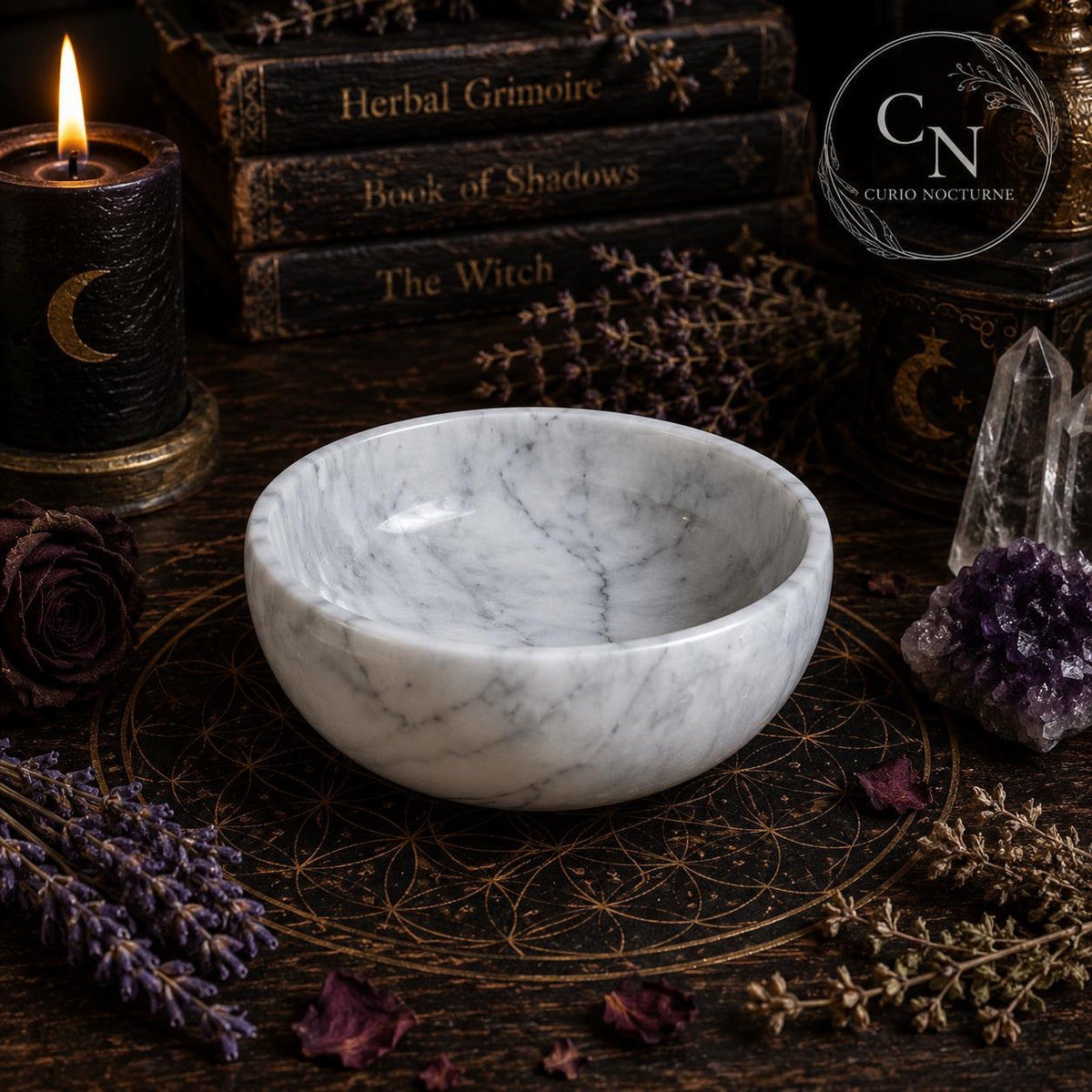 White Marble Smudge Bowl • Marble Incense Burner • Resin Incense Bowl • Sage Holder • Ritual Altar Bowl • Witch Decor