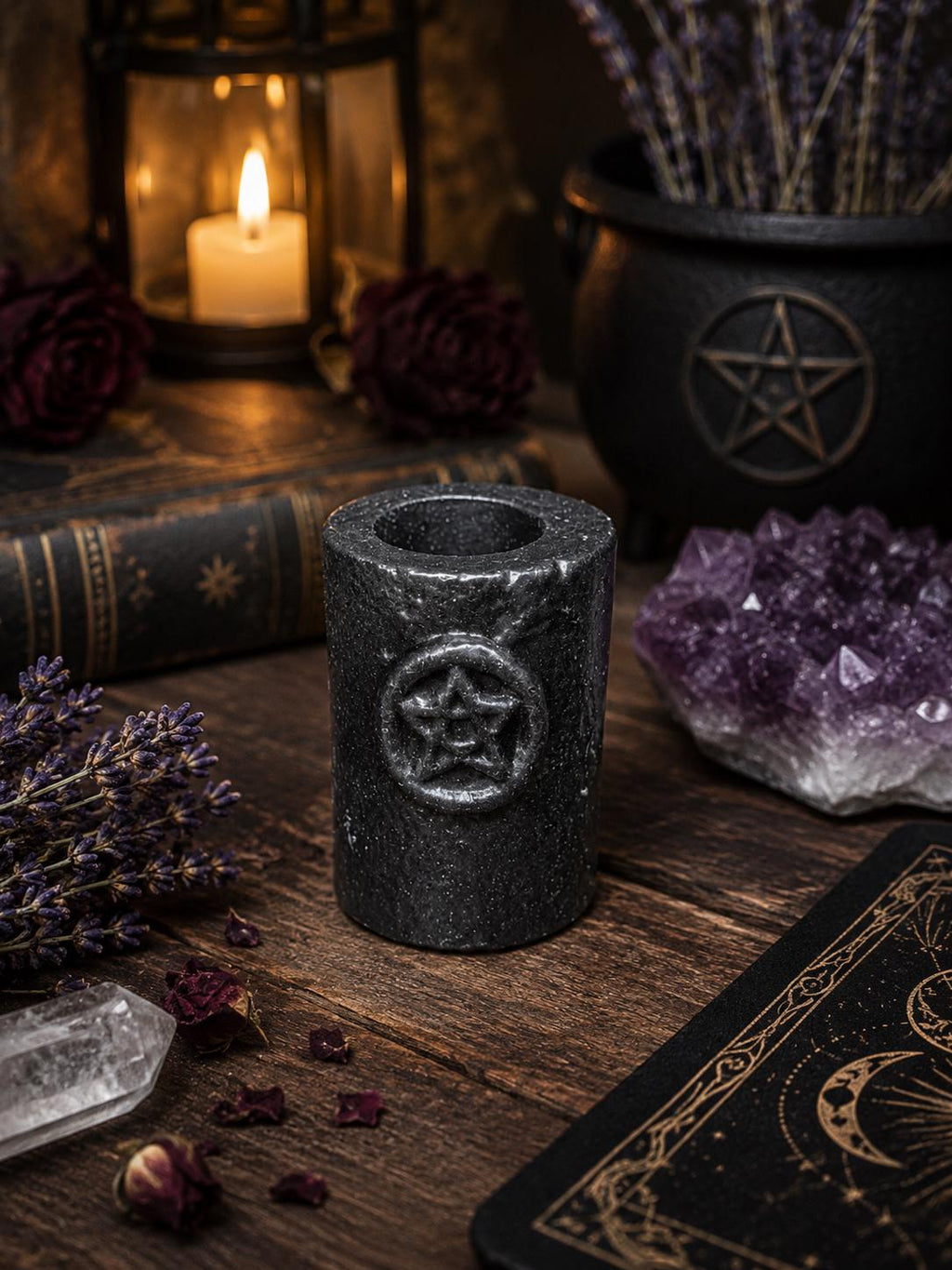 Pentacle Cast Iron Chime Candle Holder • Altar Candle Holder • Ritual Candle Holder • Witchcraft & Pagan Decor