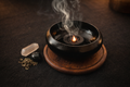 Burn Bowl with Wood Base | Burn Dish for Incense, Petitions & Candle Work | Altar Tool