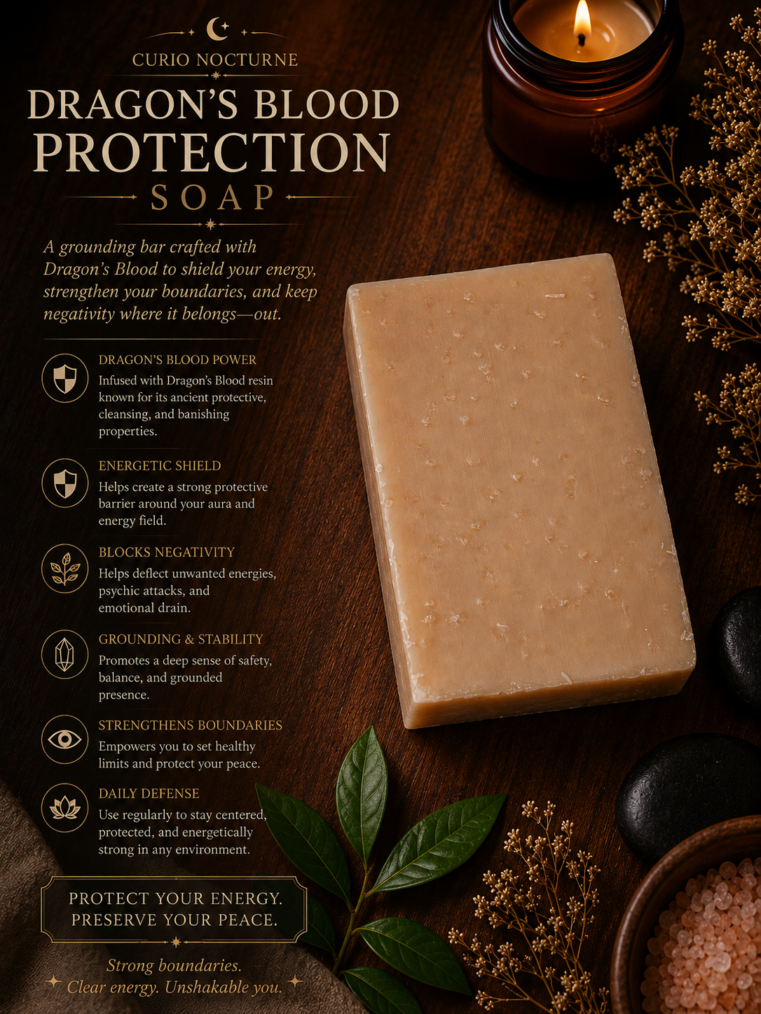 Dragon’s Blood Protection Soap • Handmade Ritual Soap for Protection, Energy Shielding & Aura Cleansing • Spiritual Protection