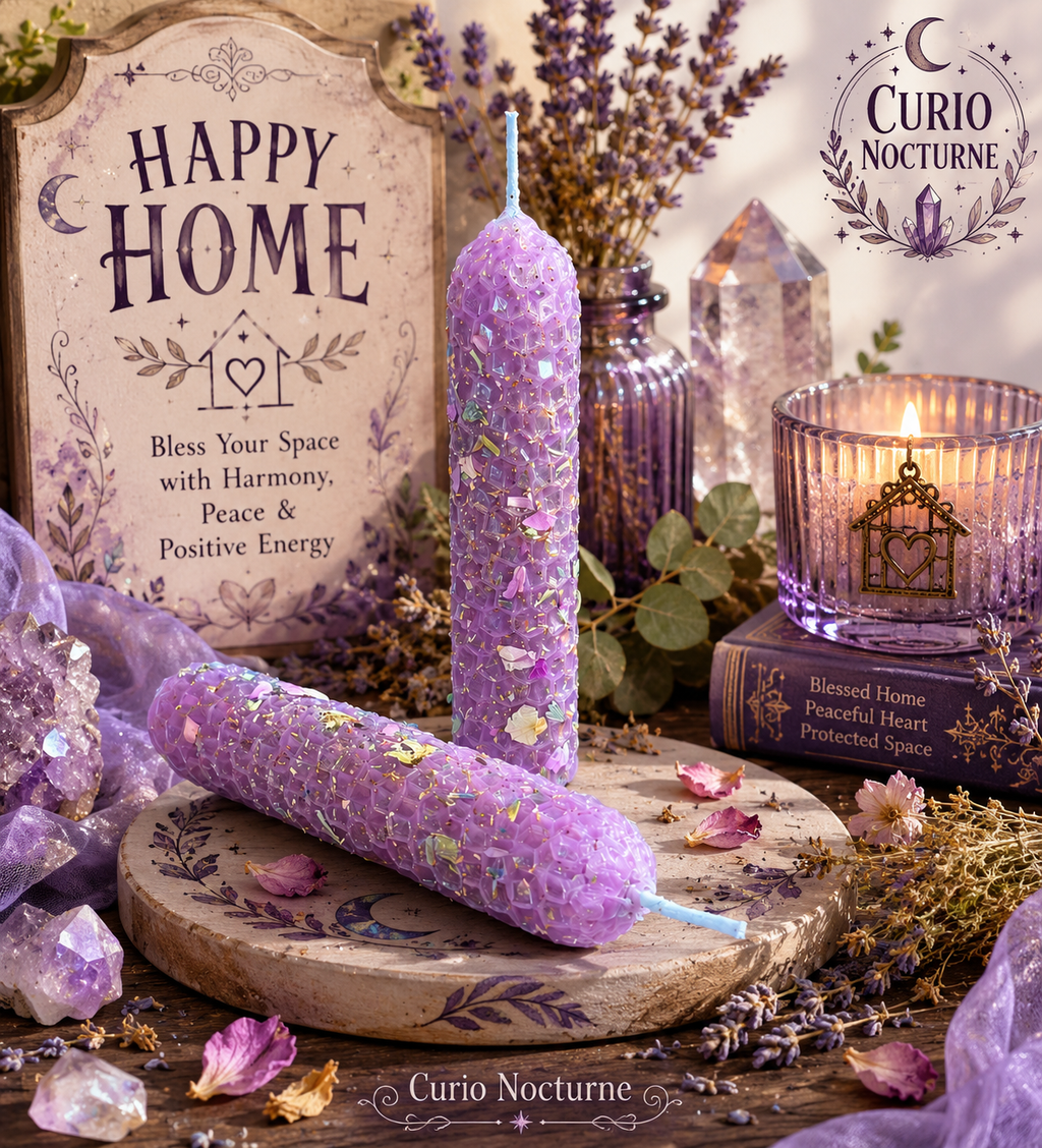 Happy Home Ritual Beeswax Candles • Peace, Harmony and Positive Energy • Hand Made, Blessed and Charged Spell Candles • Set of 2
