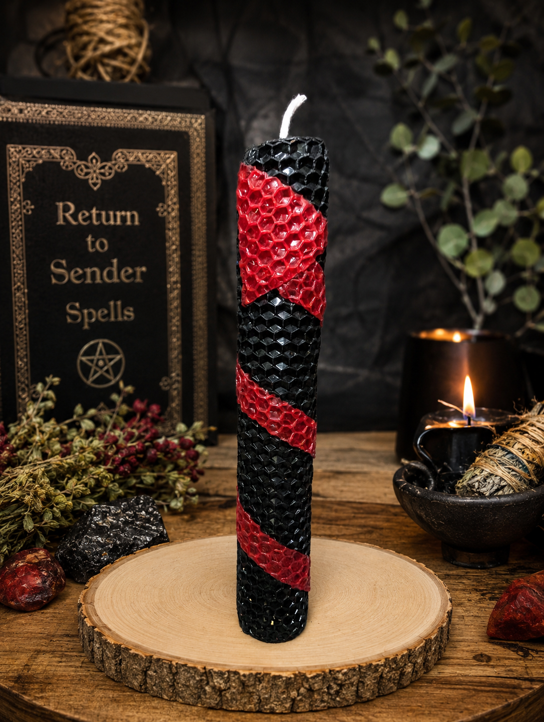 Return to Sender Spelled Candle • Karmic Protection Ritual Candle with Herbs & Intention Oils • Handcrafted Spiritual Energy Protection