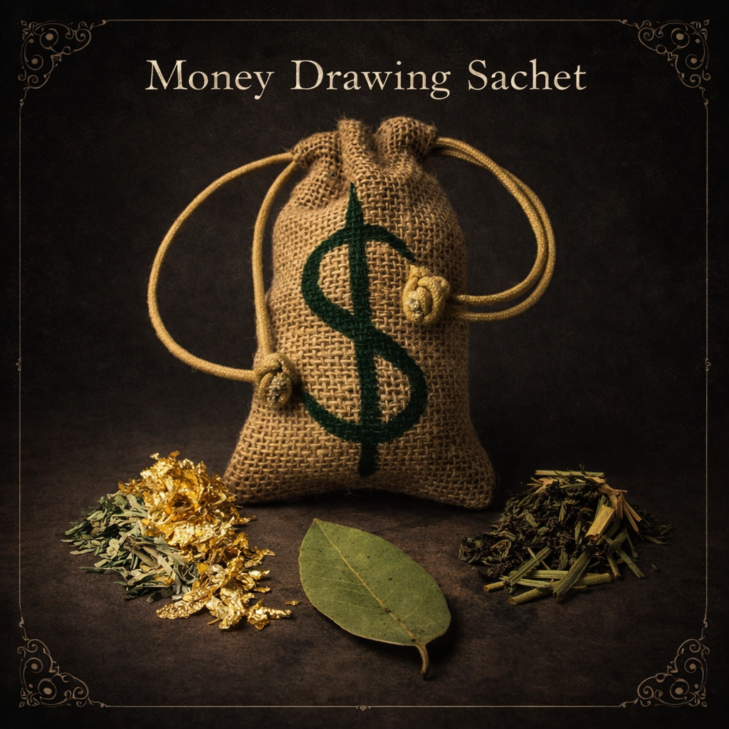 Money Drawing Mojo Sachet • Handpainted and Spelled Prosperity Charm for Wealth, Abundance & Financial Attraction