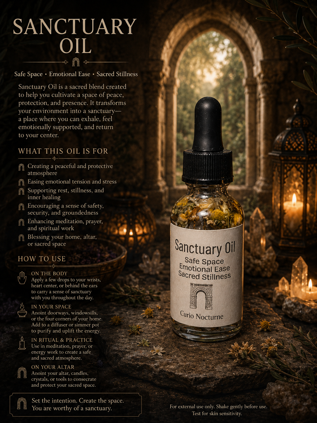 Sanctuary Oil • Peace, Sacred Stillness & Safe Space • Calming Ritual Oil
