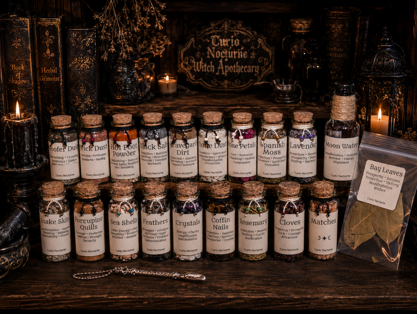 Witch's Curio Collection • 21 Piece Apothecary Kit for Ritual, Altar & Spell Work