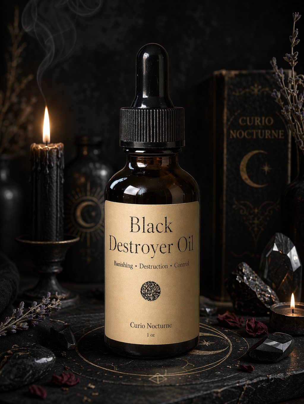 Black Destroyer Oil • Hex Breaking Oil • Protection & Control Conjure Oil • Remove Negativity • Spiritual Cleansing Oil