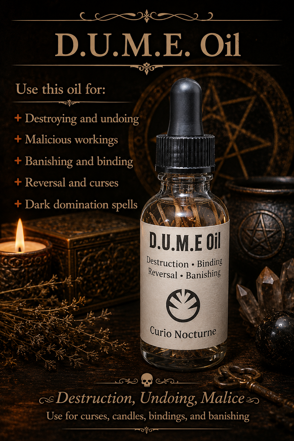 Dume Oil • Banishing & Protection Oil, Return to Sender, Remove Negative Energy, Spiritual Defense, Hoodoo Ritual Oil
