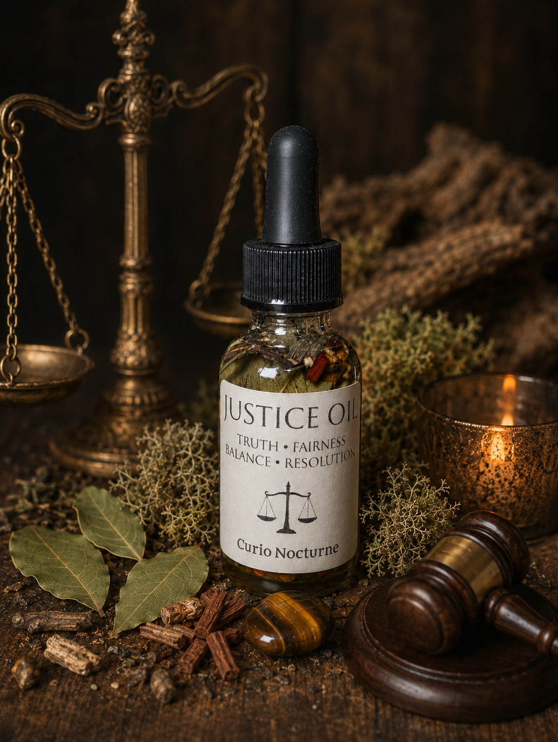 Justice Oil • Truth & Balance, Fair Outcome, Favorable Decisions, Conflict Resolution, Legal Matters, Court Case Support, Conjure Oil