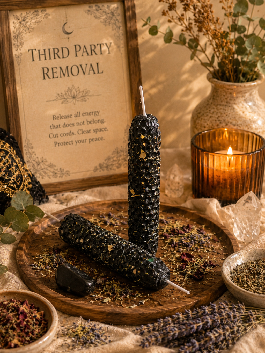 Third Person Removal Ritual Beeswax Candles • Removing Interference & Unwanted Influences • Hand Rolled Spell Candles • Set of 2