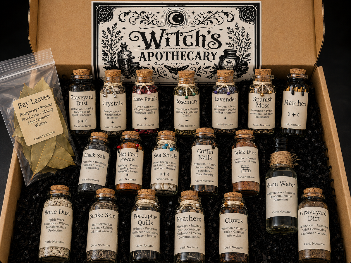 Witch's Curio Collection • 21 Piece Apothecary Kit for Ritual, Altar & Spell Work