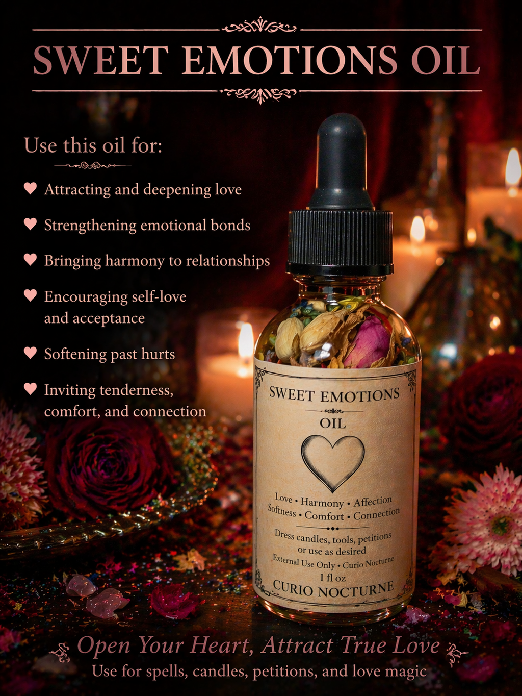Sweet Emotions Oil • Emotional Healing, Kindness & Gentle Treatment, Love, Peace, Soften Energy, Self Love, Intention Oil