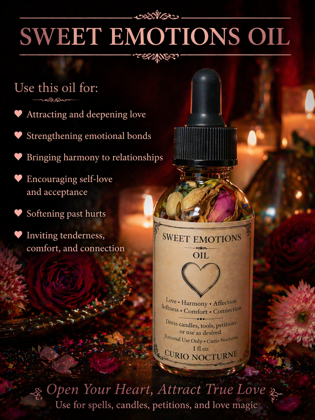 Sweet Emotions Oil • Emotional Healing, Kindness & Gentle Treatment, Love, Peace, Soften Energy, Self Love, Intention Oil