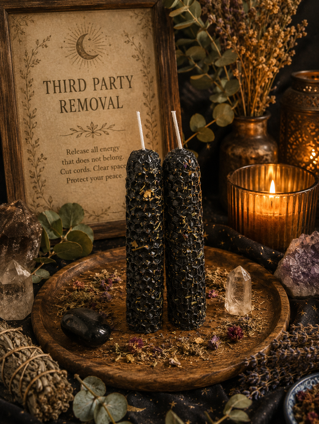 Third Person Removal Ritual Beeswax Candles • Removing Interference & Unwanted Influences • Hand Rolled Spell Candles • Set of 2