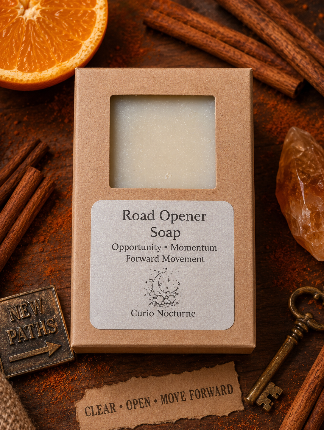Road Opener Soap • Orange Cinnamon Ritual Soap • Handmade Spiritual Soap for New Opportunities, Success, Motivation & Energy Clearing