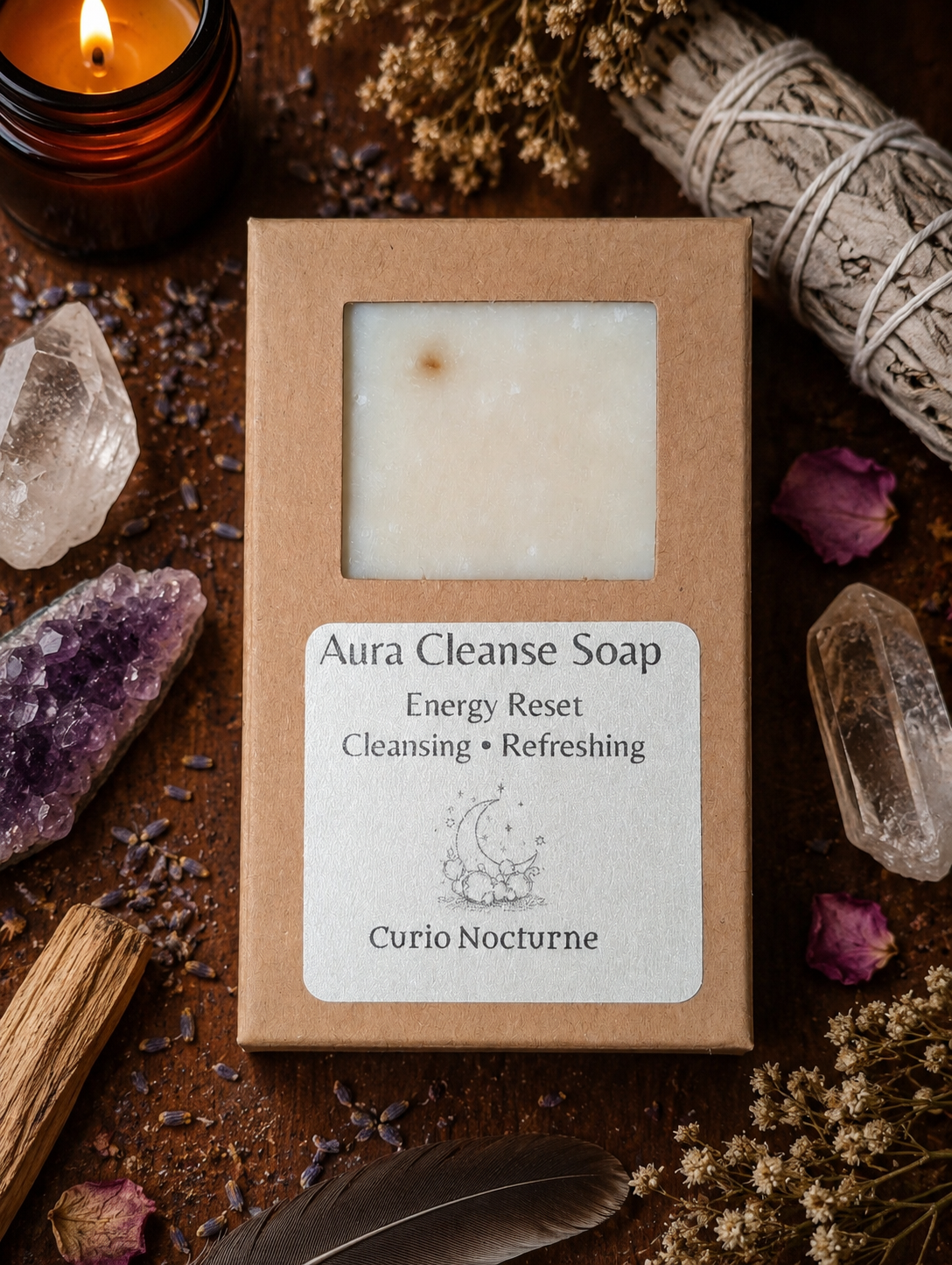 Aura Cleansing Ritual Soap • Energy Reset & Spiritual Cleansing Soap • Sage Basil Spearmint Handmade Sea Salt Scrub Bar • Refreshing